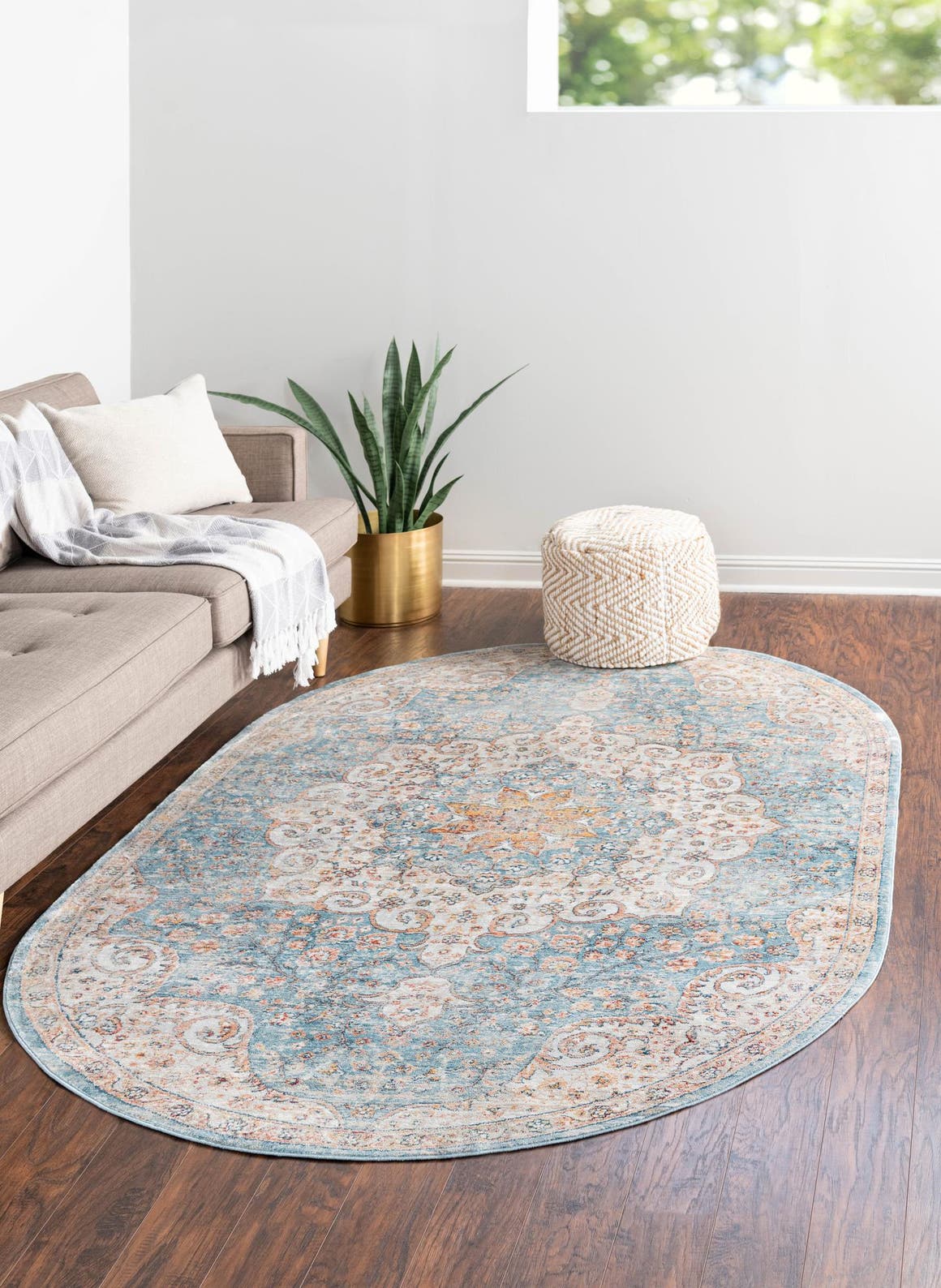 Blue 4' x 5' 11 Newport Oval Area Rug 100% Polypropylene Traditional Distressed Classic Contemporary Carpet for Home Decor for Sale at Rug Engine