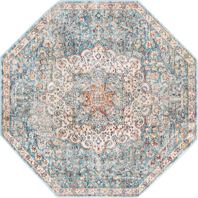 Blue 4' x 4' Newport Octagon Area Rug 100% Polypropylene Traditional Distressed Classic Contemporary Carpet for Home Decor for Sale at Rug Engine
