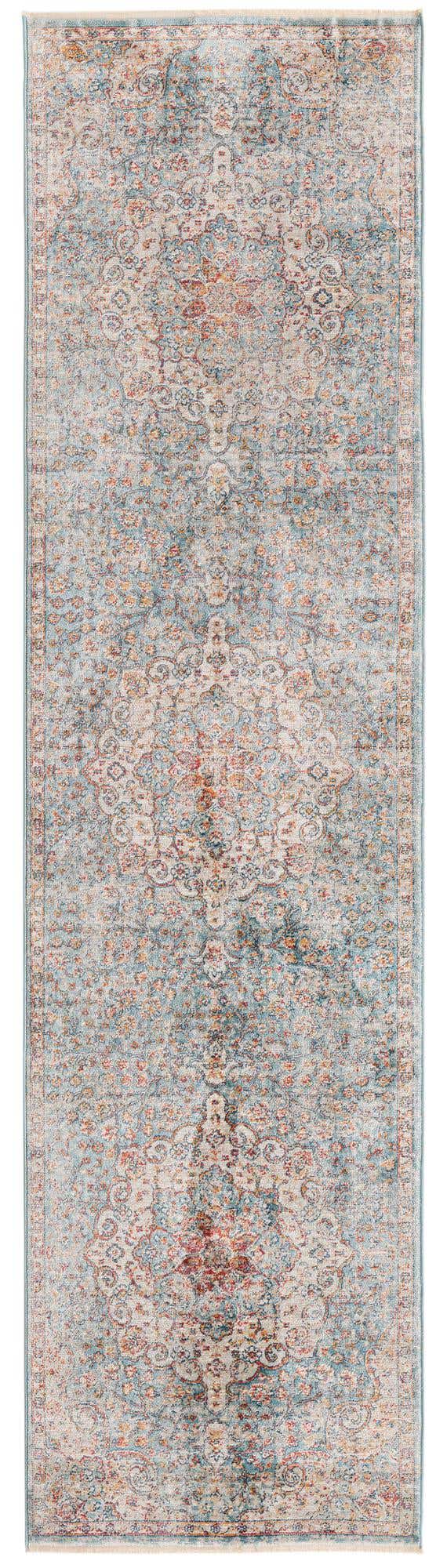 Blue 2' 7 x 10' 2 Newport Runner Area Rug 100% Polypropylene Traditional Distressed Classic Contemporary Carpet for Home Decor for Sale at Rug Engine