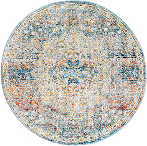 Multicolor 3' 11 x 3' 11 Newport Round Area Rug 100% Polypropylene Traditional Distressed Classic Contemporary Carpet for Home Decor for Sale at Rug Engine