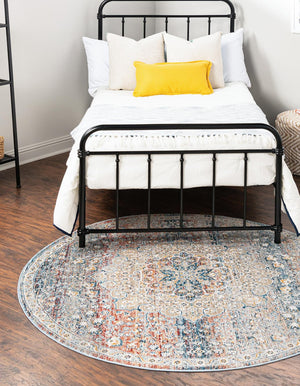 Multicolor 10' 2 x 10' 2 Newport Round Area Rug 100% Polypropylene Traditional Distressed Classic Contemporary Carpet for Home Decor for Sale at Rug Engine