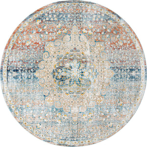 Multicolor 10' 2 x 10' 2 Newport Round Area Rug 100% Polypropylene Traditional Distressed Classic Contemporary Carpet for Home Decor for Sale at Rug Engine