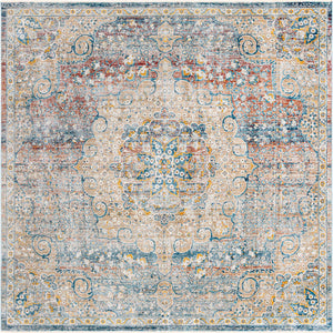 Multicolor 10' 2 x 10' 2 Newport Square Area Rug 100% Polypropylene Traditional Distressed Classic Contemporary Carpet for Home Decor for Sale at Rug Engine