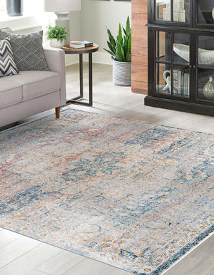 Multicolor 8' x 8' Newport Square Area Rug 100% Polypropylene Traditional Distressed Classic Contemporary Carpet for Home Decor for Sale at Rug Engine