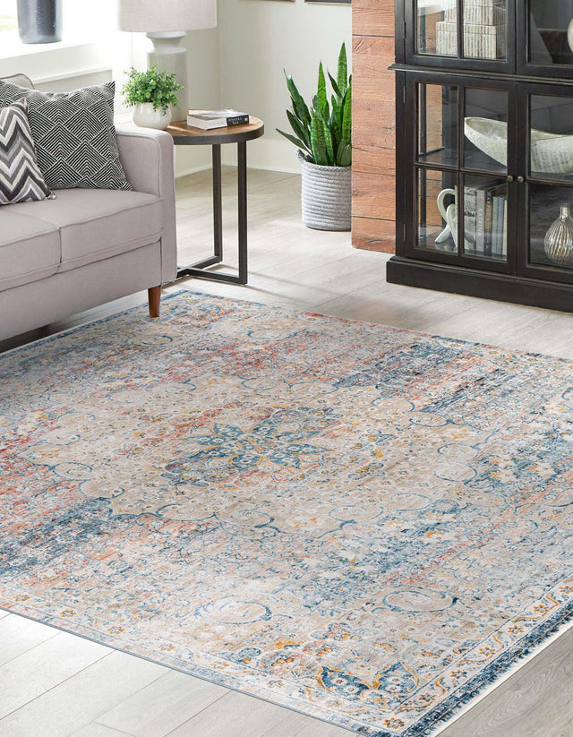 Multicolor 10' 2 x 10' 2 Newport Square Area Rug 100% Polypropylene Traditional Distressed Classic Contemporary Carpet for Home Decor for Sale at Rug Engine