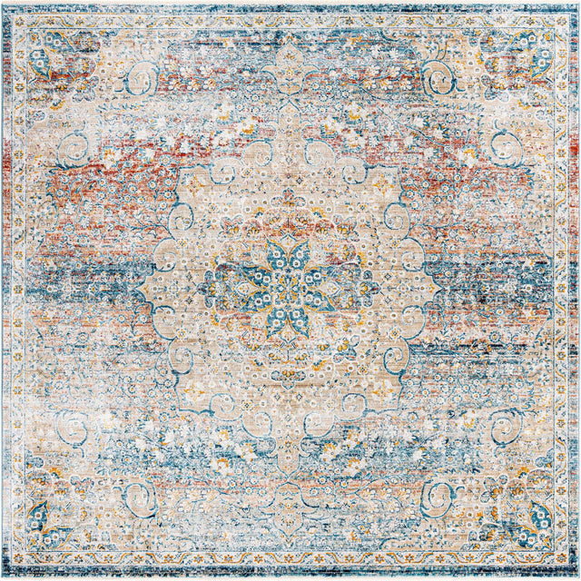 Multicolor 8' x 8' Newport Square Area Rug 100% Polypropylene Traditional Distressed Classic Contemporary Carpet for Home Decor for Sale at Rug Engine