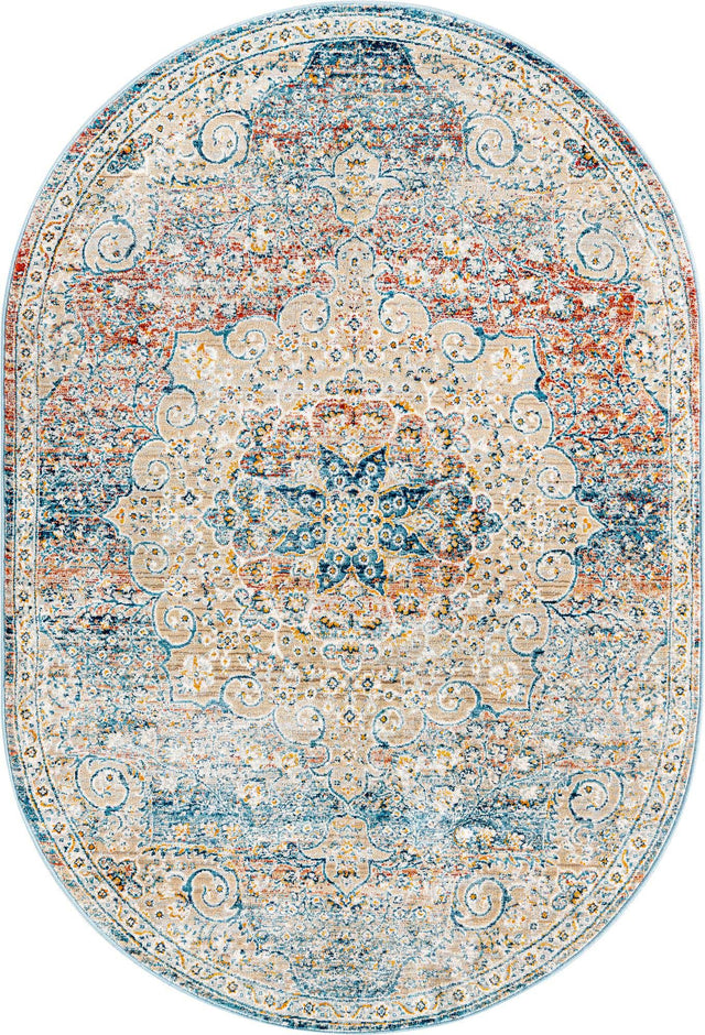 Multicolor 4' x 5' 11 Newport Oval Area Rug 100% Polypropylene Traditional Distressed Classic Contemporary Carpet for Home Decor for Sale at Rug Engine