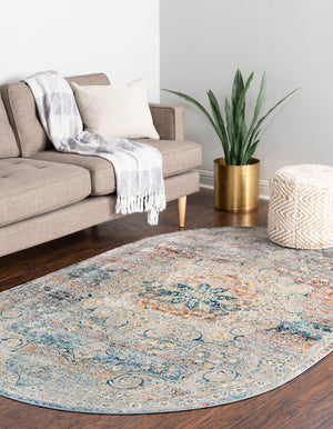 Multicolor 4' x 5' 11 Newport Oval Area Rug 100% Polypropylene Traditional Distressed Classic Contemporary Carpet for Home Decor for Sale at Rug Engine