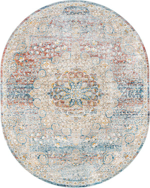 Multicolor 7' 10 x 10' 2 Newport Oval Area Rug 100% Polypropylene Traditional Distressed Classic Contemporary Carpet for Home Decor for Sale at Rug Engine