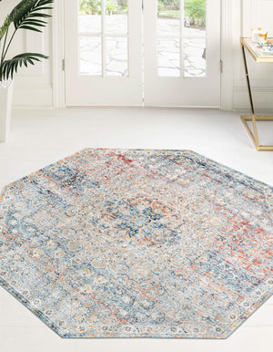 Multicolor 4' x 4' Newport Octagon Area Rug 100% Polypropylene Traditional Distressed Classic Contemporary Carpet for Home Decor for Sale at Rug Engine