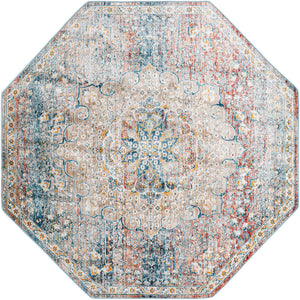 Multicolor 7' x 7' Newport Octagon Area Rug 100% Polypropylene Traditional Distressed Classic Contemporary Carpet for Home Decor for Sale at Rug Engine