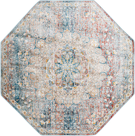Multicolor 7' x 7' Newport Octagon Area Rug 100% Polypropylene Traditional Distressed Classic Contemporary Carpet for Home Decor for Sale at Rug Engine