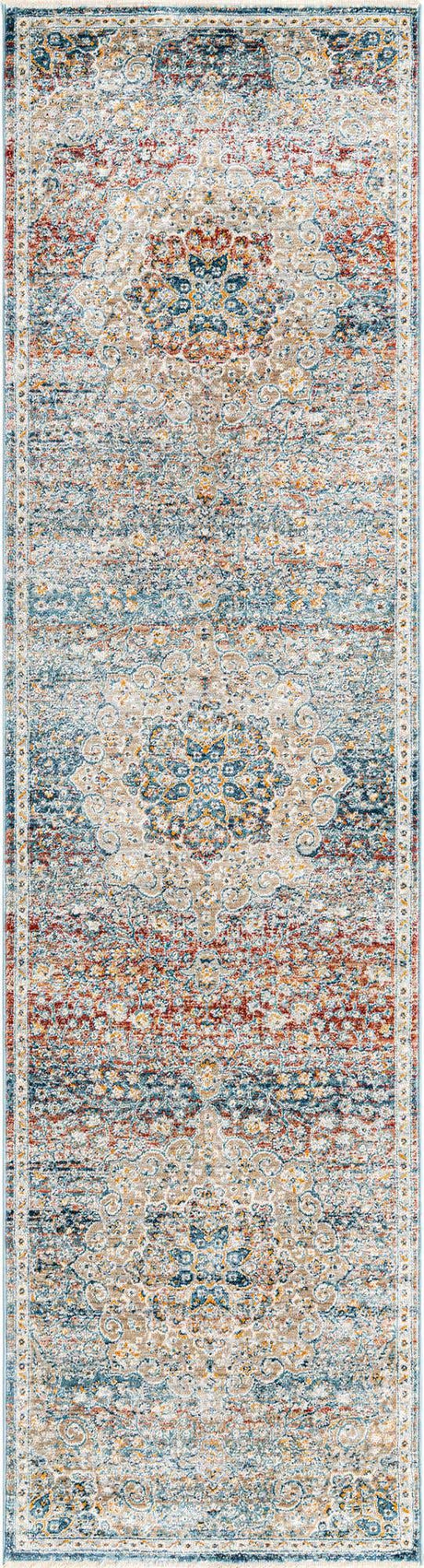 Multicolor 2' 7 x 10' 2 Newport Runner Area Rug 100% Polypropylene Traditional Distressed Classic Contemporary Carpet for Home Decor for Sale at Rug Engine