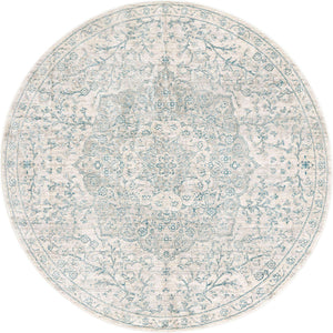 Gray 5' 3 x 5' 3 Newport Round Area Rug 100% Polypropylene Traditional Distressed Classic Contemporary Carpet for Home Decor for Sale at Rug Engine