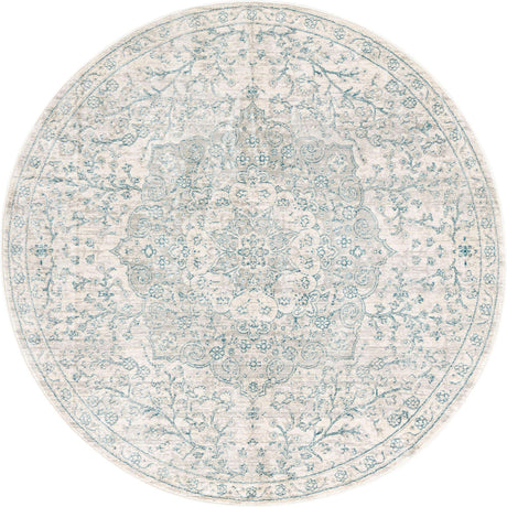 Gray 5' 3 x 5' 3 Newport Round Area Rug 100% Polypropylene Traditional Distressed Classic Contemporary Carpet for Home Decor for Sale at Rug Engine