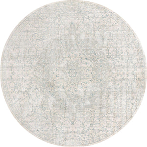 Gray 10' 2 x 10' 2 Newport Round Area Rug 100% Polypropylene Traditional Distressed Classic Contemporary Carpet for Home Decor for Sale at Rug Engine