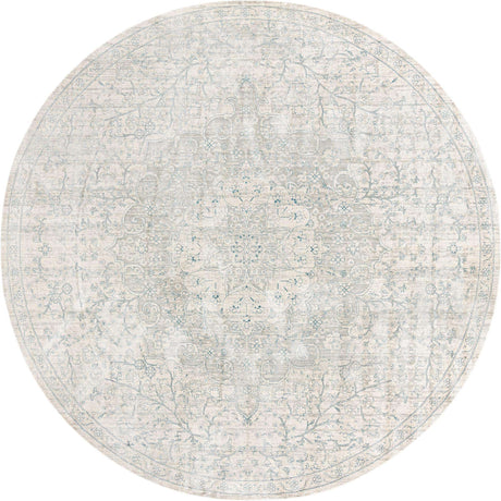 Gray 10' 2 x 10' 2 Newport Round Area Rug 100% Polypropylene Traditional Distressed Classic Contemporary Carpet for Home Decor for Sale at Rug Engine