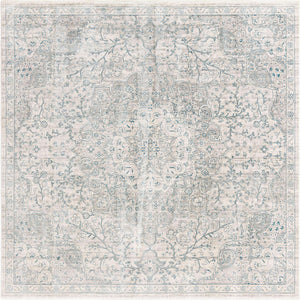 Gray 8' x 8' Newport Square Area Rug 100% Polypropylene Traditional Distressed Classic Contemporary Carpet for Home Decor for Sale at Rug Engine