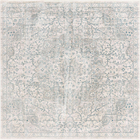 Gray 8' x 8' Newport Square Area Rug 100% Polypropylene Traditional Distressed Classic Contemporary Carpet for Home Decor for Sale at Rug Engine
