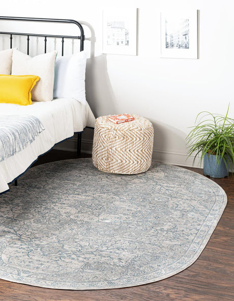 Gray 5' 3 x 8' Newport Oval Area Rug 100% Polypropylene Traditional Distressed Classic Contemporary Carpet for Home Decor for Sale at Rug Engine