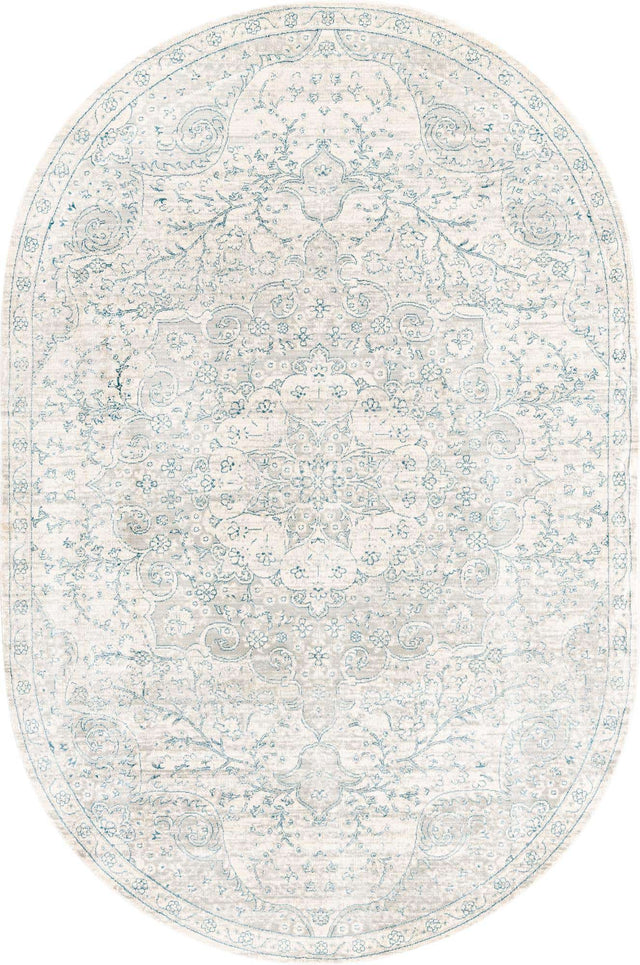 Gray 5' 3 x 8' Newport Oval Area Rug 100% Polypropylene Traditional Distressed Classic Contemporary Carpet for Home Decor for Sale at Rug Engine