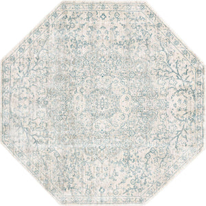 Gray 4' x 4' Newport Octagon Area Rug 100% Polypropylene Traditional Distressed Classic Contemporary Carpet for Home Decor for Sale at Rug Engine