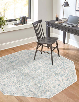 Gray 7' x 7' Newport Octagon Area Rug 100% Polypropylene Traditional Distressed Classic Contemporary Carpet for Home Decor for Sale at Rug Engine