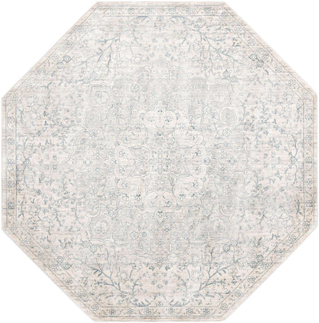Gray 7' x 7' Newport Octagon Area Rug 100% Polypropylene Traditional Distressed Classic Contemporary Carpet for Home Decor for Sale at Rug Engine