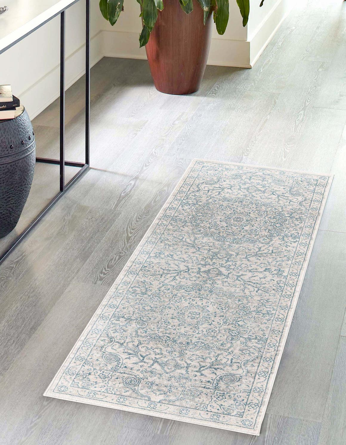 Gray 2' x 8' Newport Runner Area Rug 100% Polypropylene Traditional Distressed Classic Contemporary Carpet for Home Decor for Sale at Rug Engine