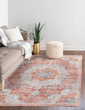 Red 9' x 12' Newport Rectangle Area Rug 100% Polypropylene Traditional Distressed Classic Contemporary Carpet for Home Decor for Sale at Rug Engine