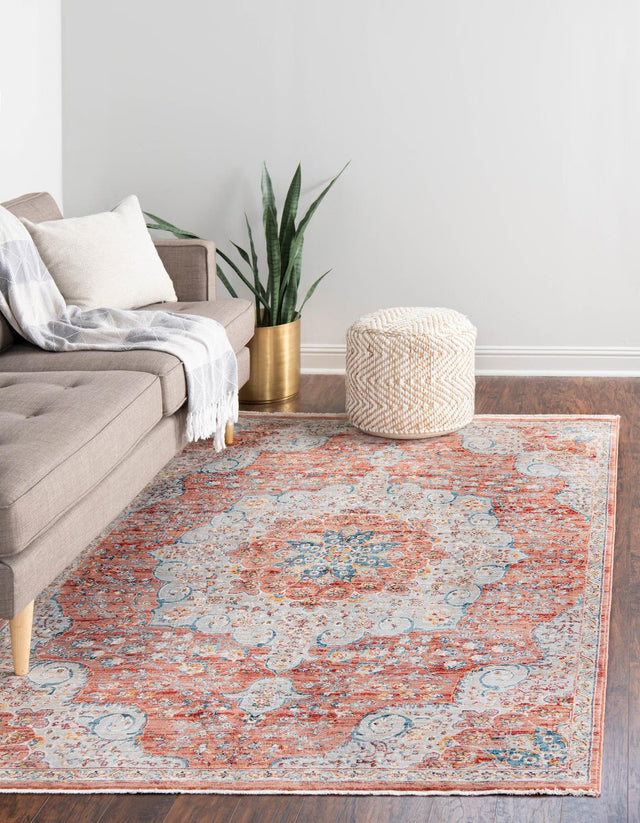 Red 9' x 12' Newport Rectangle Area Rug 100% Polypropylene Traditional Distressed Classic Contemporary Carpet for Home Decor for Sale at Rug Engine