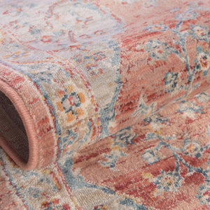 Red 7' x 7' Newport Round Area Rug 100% Polypropylene Traditional Distressed Classic Contemporary Carpet for Home Decor for Sale at Rug Engine