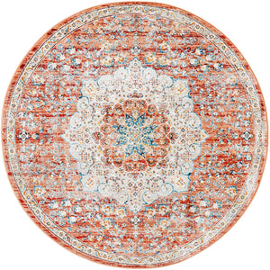Red 5' 3 x 5' 3 Newport Round Area Rug 100% Polypropylene Traditional Distressed Classic Contemporary Carpet for Home Decor for Sale at Rug Engine