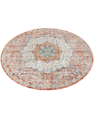 Red 7' x 7' Newport Round Area Rug 100% Polypropylene Traditional Distressed Classic Contemporary Carpet for Home Decor for Sale at Rug Engine