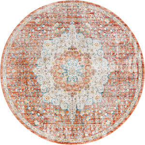 Red 10' 2 x 10' 2 Newport Round Area Rug 100% Polypropylene Traditional Distressed Classic Contemporary Carpet for Home Decor for Sale at Rug Engine