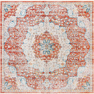 Red 10' 2 x 10' 2 Newport Square Area Rug 100% Polypropylene Traditional Distressed Classic Contemporary Carpet for Home Decor for Sale at Rug Engine