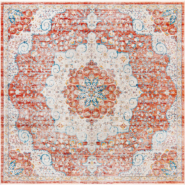 Red 10' 2 x 10' 2 Newport Square Area Rug 100% Polypropylene Traditional Distressed Classic Contemporary Carpet for Home Decor for Sale at Rug Engine