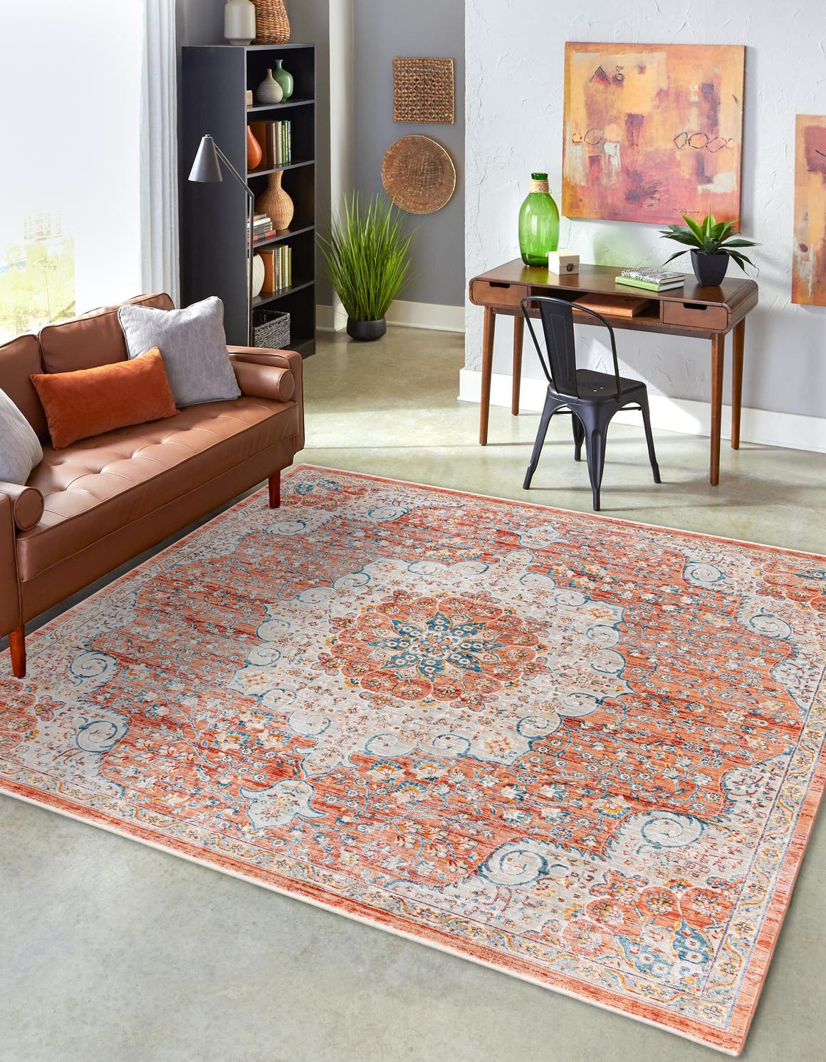 Red 8' x 8' Newport Square Area Rug 100% Polypropylene Traditional Distressed Classic Contemporary Carpet for Home Decor for Sale at Rug Engine
