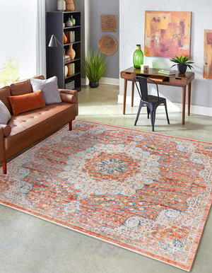 Red 8' x 8' Newport Square Area Rug 100% Polypropylene Traditional Distressed Classic Contemporary Carpet for Home Decor for Sale at Rug Engine