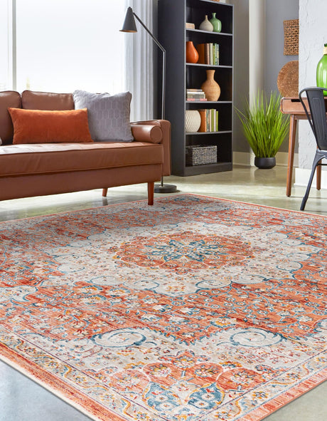 Red 8' x 8' Newport Square Area Rug 100% Polypropylene Traditional Distressed Classic Contemporary Carpet for Home Decor for Sale at Rug Engine