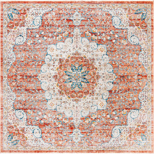 Red 8' x 8' Newport Square Area Rug 100% Polypropylene Traditional Distressed Classic Contemporary Carpet for Home Decor for Sale at Rug Engine