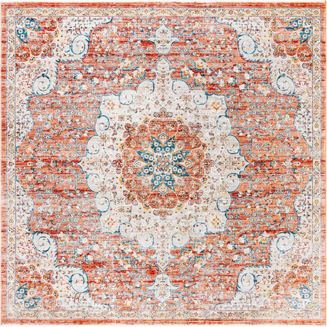 Red 8' x 8' Newport Square Area Rug 100% Polypropylene Traditional Distressed Classic Contemporary Carpet for Home Decor for Sale at Rug Engine