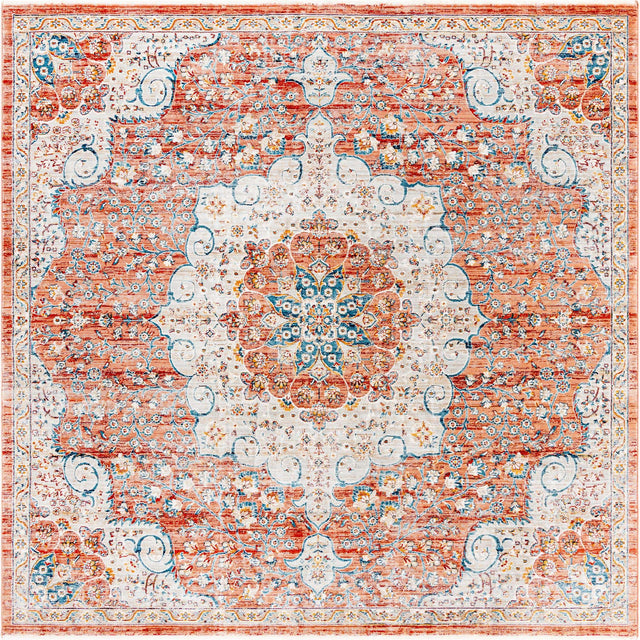 Red 8' x 8' Newport Square Area Rug 100% Polypropylene Traditional Distressed Classic Contemporary Carpet for Home Decor for Sale at Rug Engine