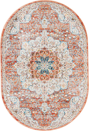 Red 4' x 5' 11 Newport Oval Area Rug 100% Polypropylene Traditional Distressed Classic Contemporary Carpet for Home Decor for Sale at Rug Engine
