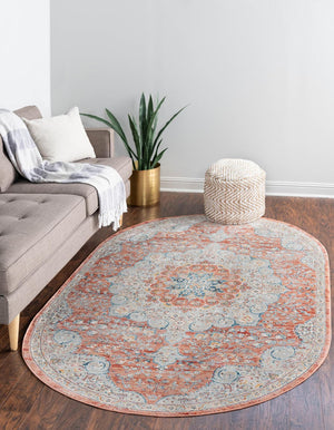 Red 7' 10 x 10' 2 Newport Oval Area Rug 100% Polypropylene Traditional Distressed Classic Contemporary Carpet for Home Decor for Sale at Rug Engine
