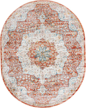 Red 7' 10 x 10' 2 Newport Oval Area Rug 100% Polypropylene Traditional Distressed Classic Contemporary Carpet for Home Decor for Sale at Rug Engine