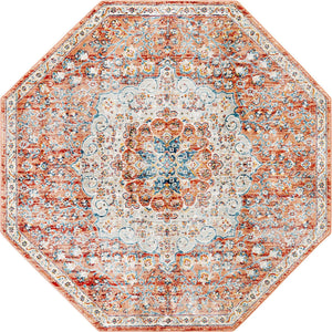 Red 4' x 4' Newport Octagon Area Rug 100% Polypropylene Traditional Distressed Classic Contemporary Carpet for Home Decor for Sale at Rug Engine