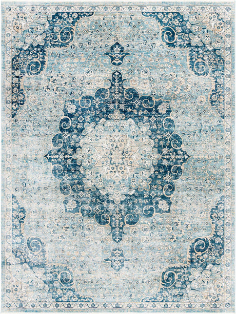 Navy Blue 9' x 12' Newport Rectangle Area Rug 100% Polypropylene Traditional Distressed Classic Contemporary Carpet for Home Decor for Sale at Rug Engine