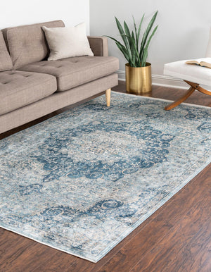 Navy Blue 5' 3 x 8' Newport Rectangle Area Rug 100% Polypropylene Traditional Distressed Classic Contemporary Carpet for Home Decor for Sale at Rug Engine