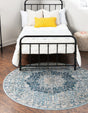 Navy Blue 5' 3 x 5' 3 Newport Round Area Rug 100% Polypropylene Traditional Distressed Classic Contemporary Carpet for Home Decor for Sale at Rug Engine